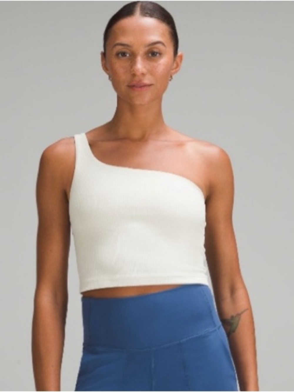 Lululemon Ribbed Nulu Asymmetrical Yoga Tank Top Cream Color Size 8